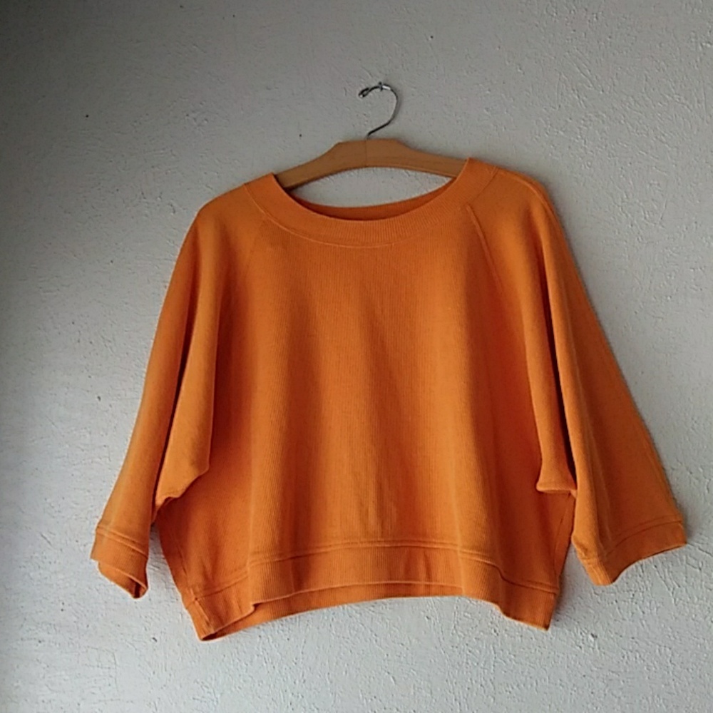 calvin klein cropped oversized mustard  sweater